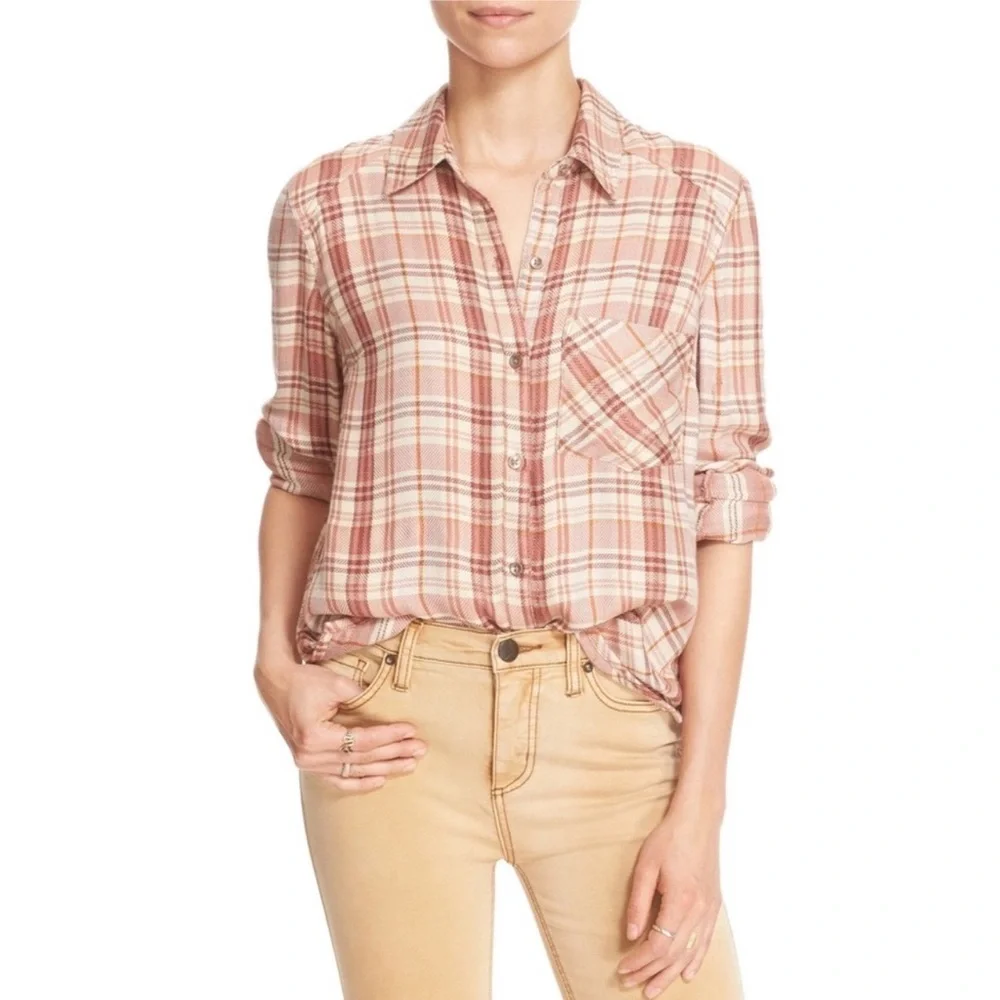 Free People Joplin Plaid Button Down Shirt 💕